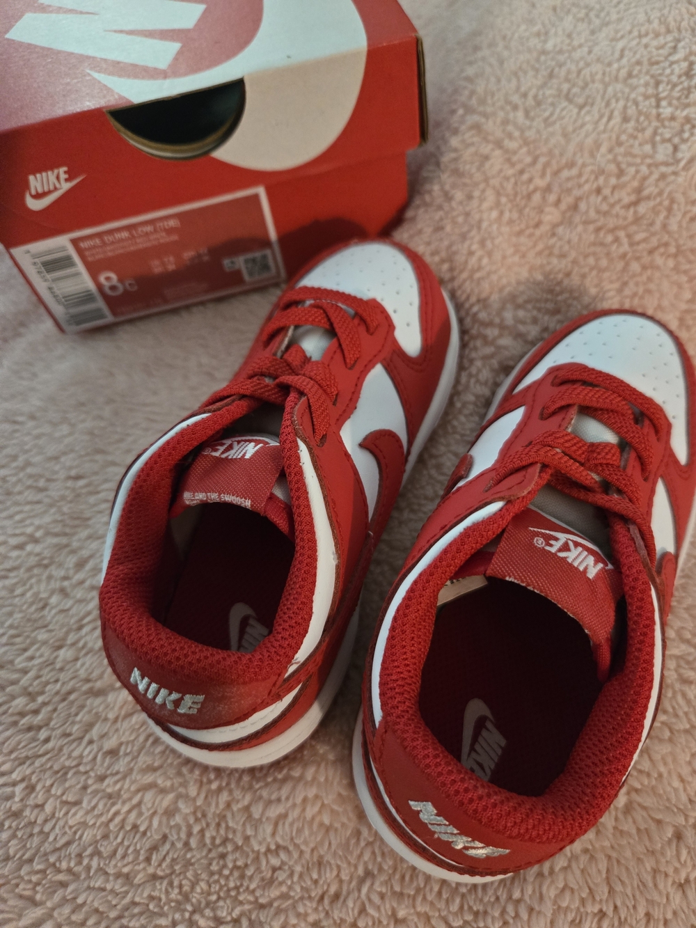 Nike Kids Red and White Low-Top Sneakers